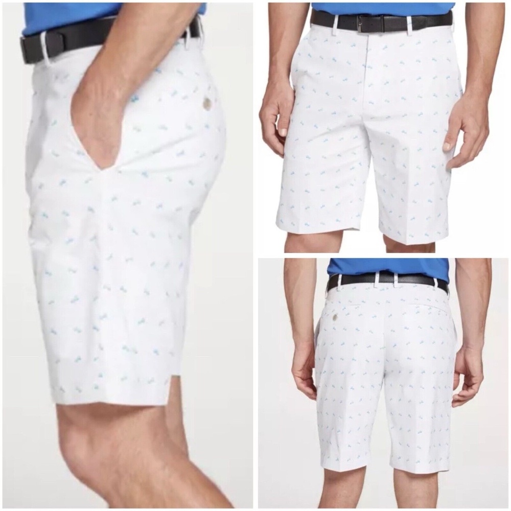 Walter Hagen Perfect 11 Shorts Size 40 White Mini Golf Cart Print 10" Inseam NWT